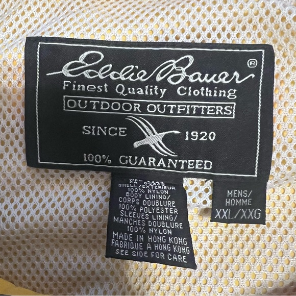 Eddie Bauer Vintage Windbreaker Light Jacket Bomber Sz Mens 2XL Yellow - Picture 4 of 5